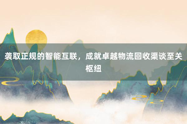 袭取正规的智能互联，成就卓越物流回收渠谈至关枢纽